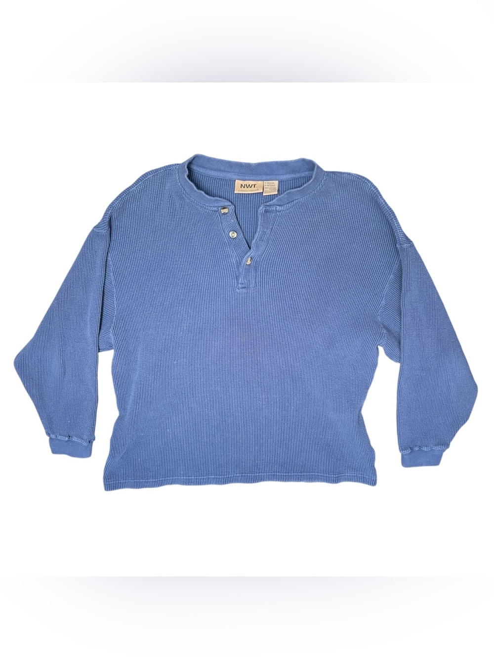 Vintage Northwest Territory Navy Waffle Knit Henley Top, Size M